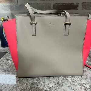Kate Spade Taupe and Neon Pink Tote